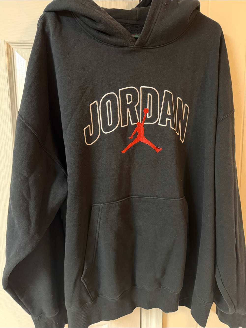 Jordan Black Hoodie with Red Jumpman and White Outline